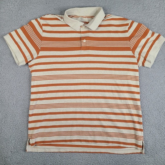 Gap Other - Gap Polo Shirt Mens XL Beige Orange Striped Short Sleeve Rugby Golf Casual